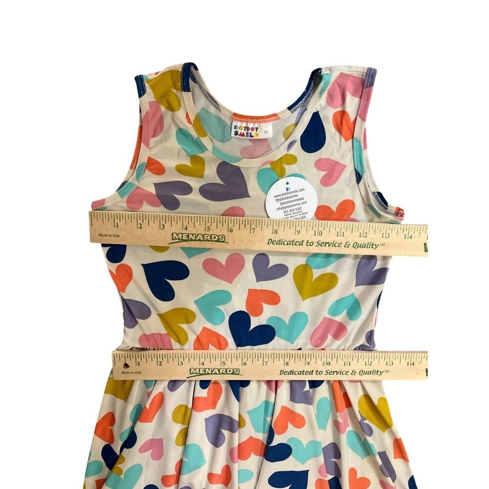 DotDot Smile Tank Dress Girls 11 NEW Multi Heart Print Sleeveless Pullover - Picture 10 of 10